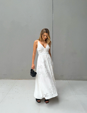 Vestido Bordado Arietta Off White
