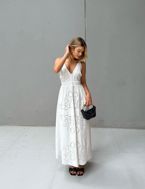 Vestido Bordado Arietta Off White