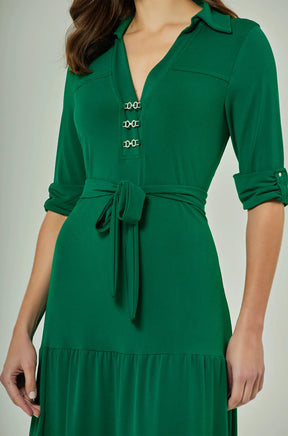 Vestido Crepe Green com Cristal